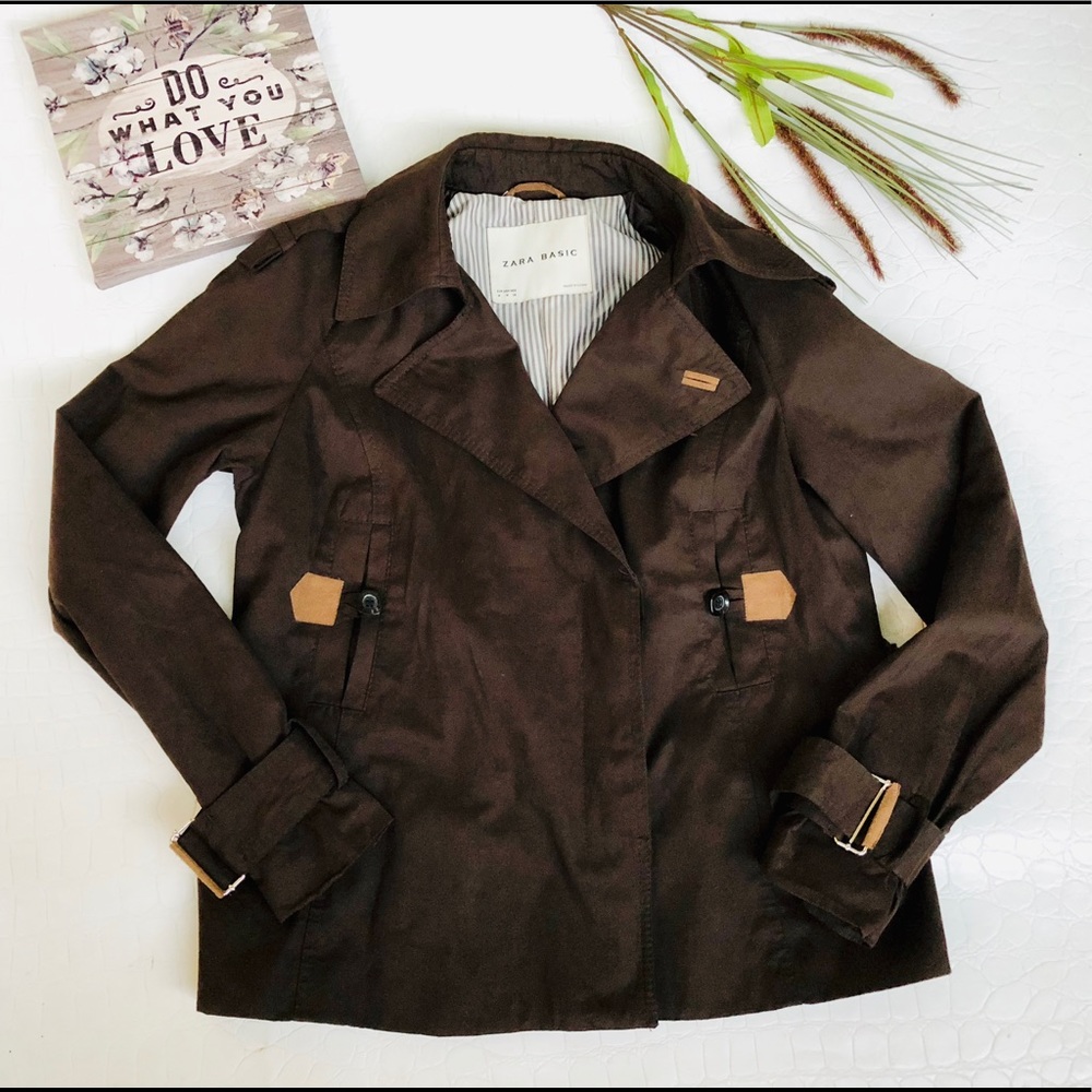 Zara Basic Cropped Trench Coat - image 1